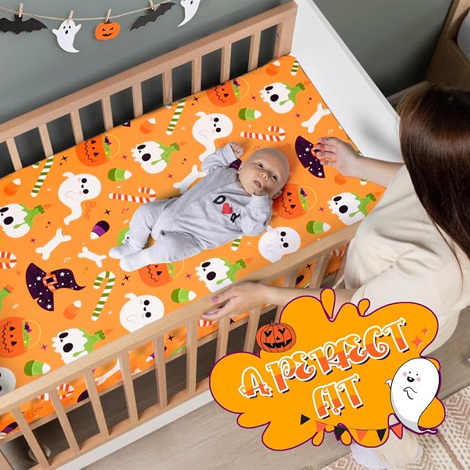 UOMNY Halloween Pumpkin Crib Sheet - Image 6