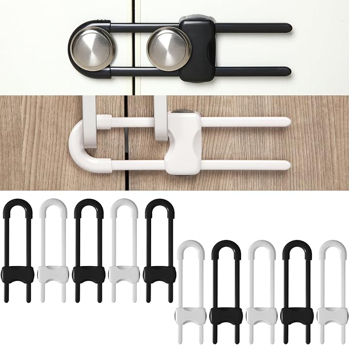 Jetec 10 Pieces Cabinet Locks for Babies, U-Shaped Proofing Drawers Safety by Jetec