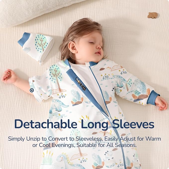 Baby Sleep Sack 18-24 Months, Cotton Detachable Long Sleeve Sleep Sack - Image 2