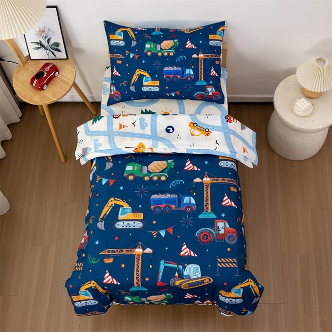 NTBED 4 Pieces Construction Truck Toddler Bedding Set - Image 2