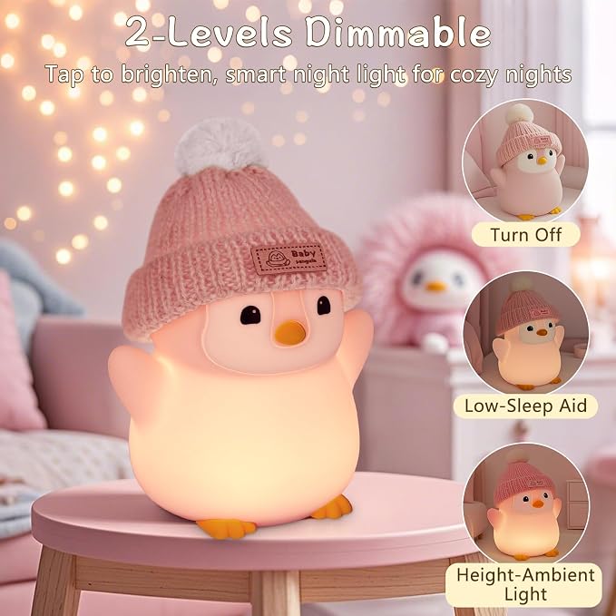 Penguin Night Light, Cute Pink Penguin Lamp - Image 2