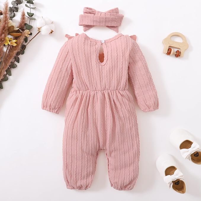 Happy Town Baby Girl Romper Infant Fall Winter Clothes Ruffle Sweater Long - Image 3