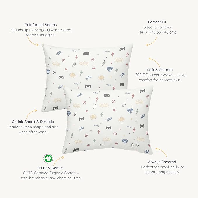 Makemake Organics Organic Toddler Pillowcase GOTS Certified Organic Cotton - Image 4