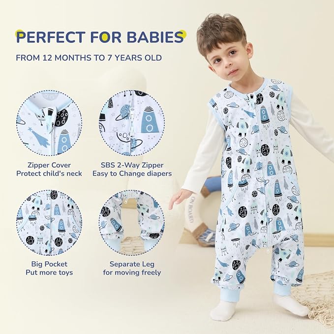 2 Pack Sleep Sack with Legs, Baby Wearable Blanket, 0.5 TOG Toddler Sleeping - Image 2
