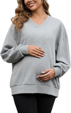 GINKANA Maternity Long Sleeve Shirts V Neck Sweatshirt Casual Tunic Tops by GINKANA