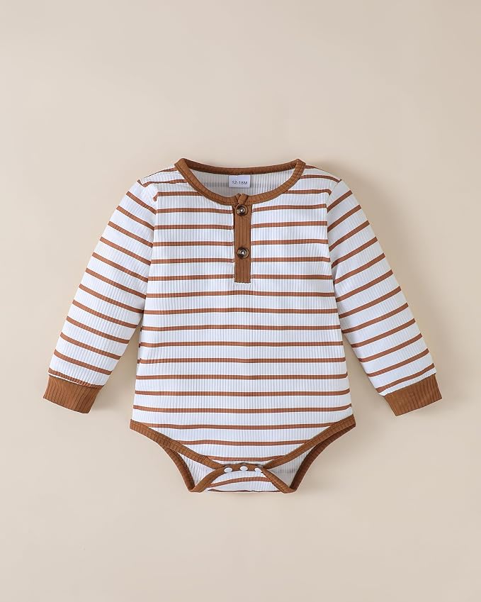 NZRVAWS Newborn Baby Boy Clothes Long Sleeve Romper Pant Set Hat 2-Pack Infant - Image 3