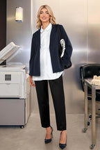 OUGES Womens Stretchy Maternity Over Belly Casual Work Straight Leg Pants Ankle - Image 5