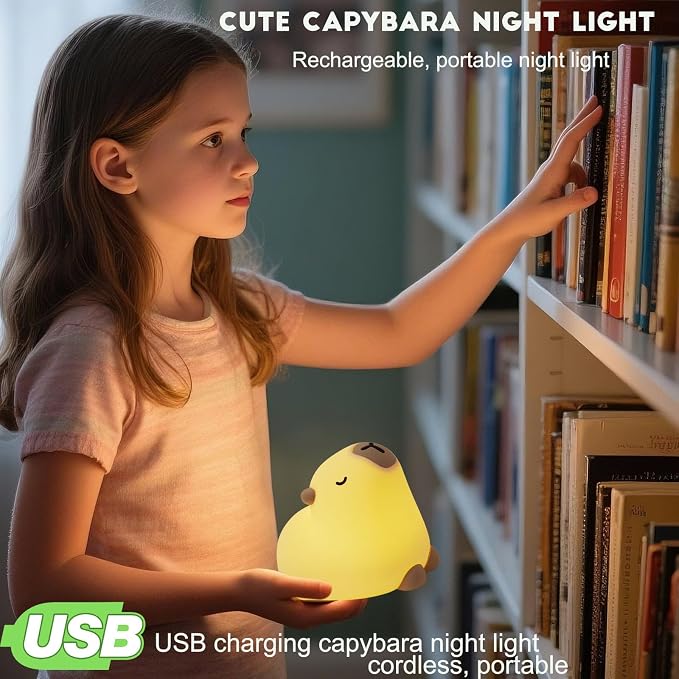 Cute Capybara Night Light, LED Capybara Lamp Rechargeable Touch Bedside Lamp - Image 5