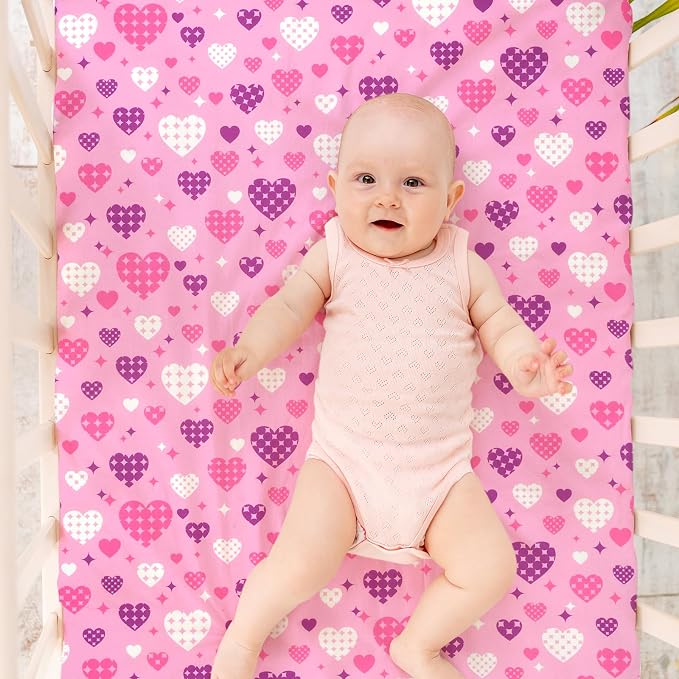 UOMNY Crib Sheet Heart Fitted Crib Sheets Baby Sheet - Image 2