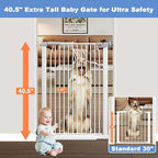 40.5" Extra Tall Baby Gate for Stairs, 29.6"-40.5" Extra Wide Dog Gate Indoor - Image 2