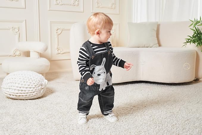 Cute Baby Boy Clothes Suit Toddler Boys' Striped long Sleeve T-Shirt+Denim - Image 5