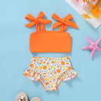 YOUNGER TREE Toddler Girls Two Pieces Swimsuit Color Block Stripe Swimwear - Image 2
