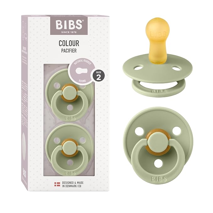 BIBS Pacifiers Colour Collection | Natural Rubber Baby Pacifier | Round Nipple by BIBS