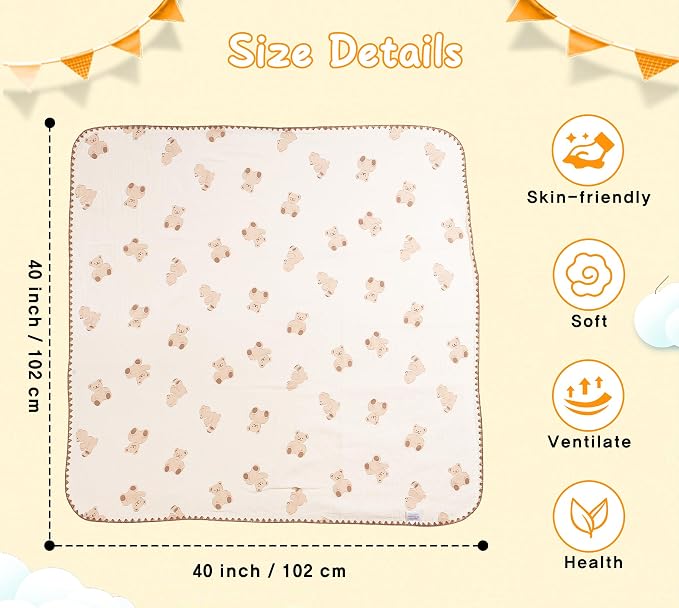 Baby Blanket Double Layer Cotton 40 x 40 Soft Receiving Blanket - Image 5