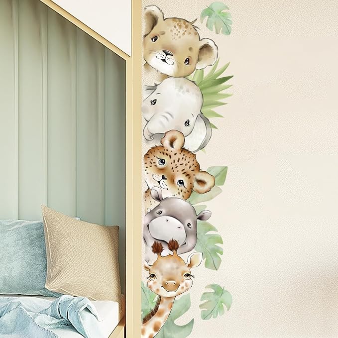 55.12 x 15.75 InchWatercolor Jungle Animal Wall Decals Tiger Elephant Zebra - Image 5