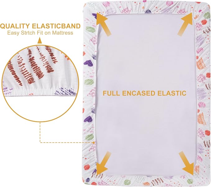 TILLYOU Mini Crib Sheets Fitted 2 Pack, Pack and Play Sheets - Image 3