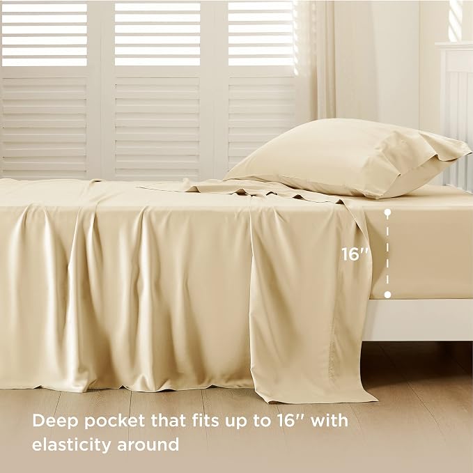 Bedsure Cooling Sheets Twin, Rayon Derived from Bamboo, Breathable & Soft Twin - Image 3