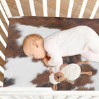 White Brown Print Cow Crib Sheets, Crib Sheets - Image 7