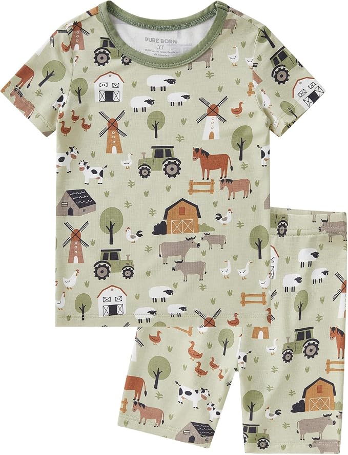 pureborn Baby Toddler Kids Viscose from Bamboo Pajamas Set Pjs 2pcs 18M-8Y by pureborn