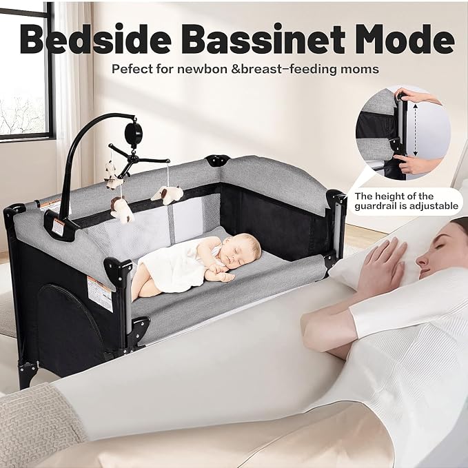 4 in 1 Height Adjustable Baby Playard, Foldable Nursery Center - Image 7