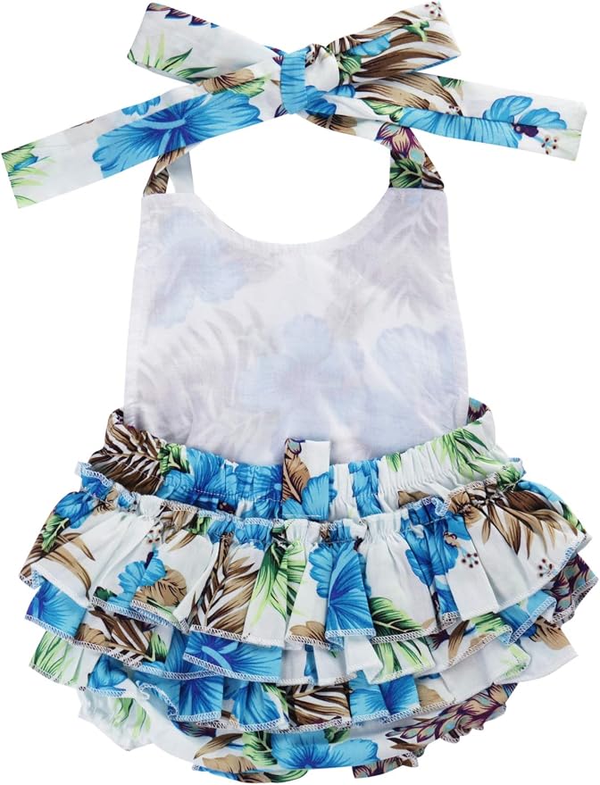 Baby Girl's Floral Print Ruffles Romper Summer Clothes - Image 5