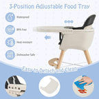 BABY JOY Baby High Chair, 3-in-1 Convertible Wooden Highchair - Image 3