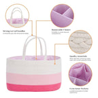 Baby Diaper Caddy Organizer, Extra Large Cotton Rope Nursery Diaper Basket - Image 4