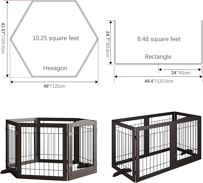 Vantas Folding Pet Gate 144" Wide, Freestanding Wire Pet Gate, Pet Puppy Safety - Image 5