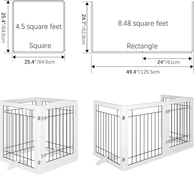 Vantas Folding Pet Gate 96" Wide, Freestanding Wire Pet Gate, Pet Puppy Safety - Image 6