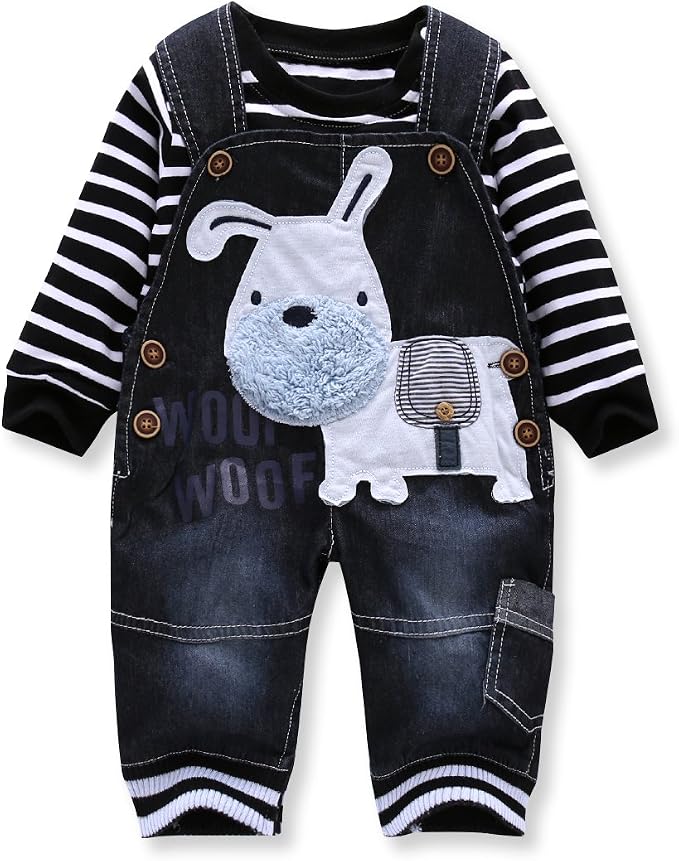 Cute Baby Boy Clothes Suit Toddler Boys' Striped long Sleeve T-Shirt+Denim by Unknown