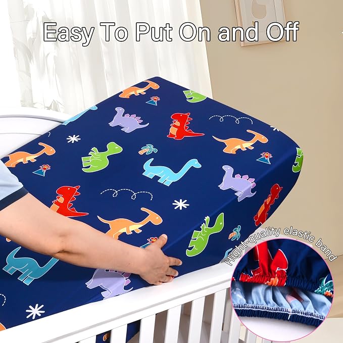 UOMNY Crib Sheet, Dinosaur Crib Sheets Baby Sheet - Image 3