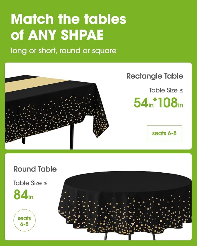 Pureegg Plastic Table Cloth Disposable 8 Pack, 54 x 108 Inch, Table Runner Style - Image 2