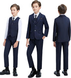 Boys' 3 Piece Suit Set with Suit Jacket, Formal Tuxedos Slim Fit Ring Bearer - Image 4