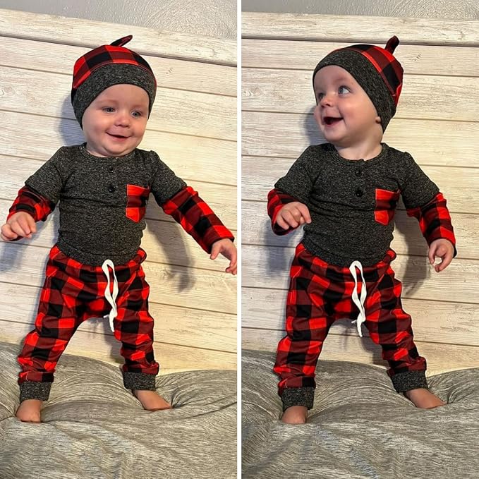 Aalizzwell Newborn Infant Baby Boys Fall Winter Outfit - Image 2