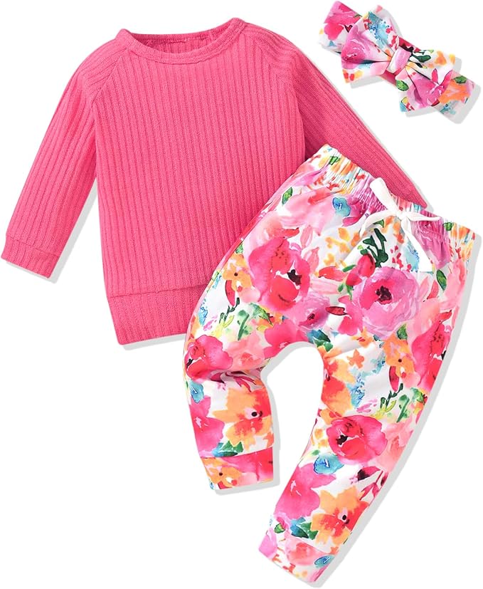 HINTINA Infant Baby Girl Knit Pullover Long Sleeve Sweater Outfits Fall Winter by HINTINA