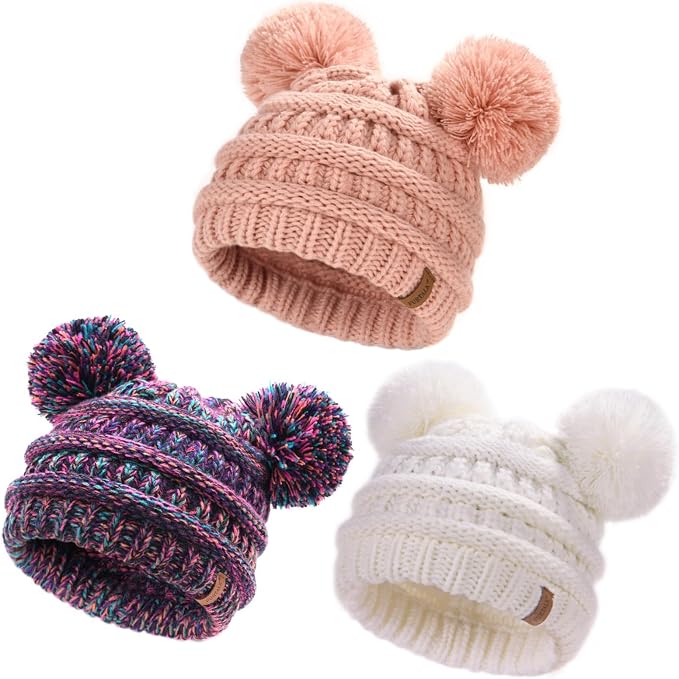 FURTALK Baby Winter Knitted Beanie Hat Soft Warm Lined Pom Pom by FURTALK