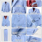 Boys Suit 4 Pcs Slim Fit Set Casual Suits Wedding Outfit Prom Jacket Vest Pant - Image 4