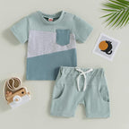 Rtnnsbbfcm Newborn Baby Boy Summer Clothes Short Sleeve Color Block Front - Image 2