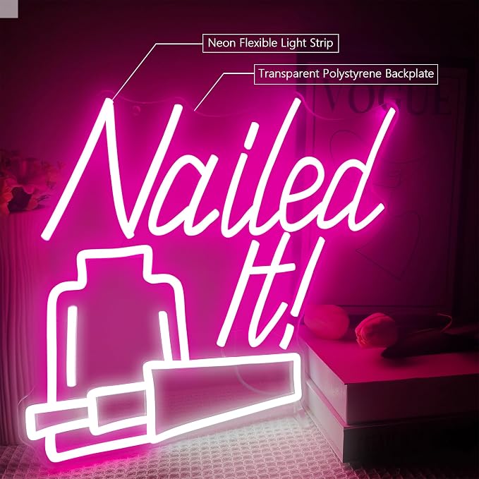 Nailed It! Neon Sign for Wall Decor，Nail Salon Decor for Wall, Nail Room Decor - Image 6