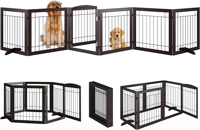 Vantas Folding Pet Gate 144" Wide, Freestanding Wire Pet Gate, Pet Puppy Safety - Image 3