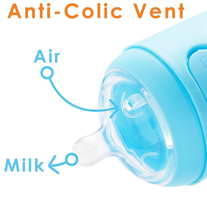 PopYum 9 oz Blue Anti-Colic Formula Making/Mixing/Dispenser Baby Bottles - Image 4