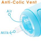PopYum 9 oz Blue Anti-Colic Formula Making/Mixing/Dispenser Baby Bottles - Image 4