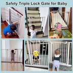 WAOWAO Triple Lock Baby Gate Extra Wide 86.22-90.55" Pressure Mounted Walk - Image 5
