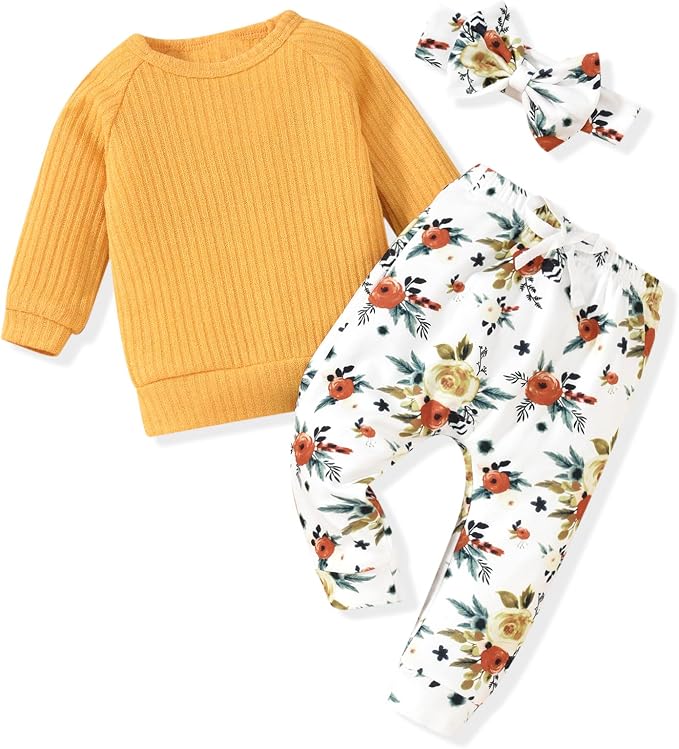 HINTINA Infant Baby Girl Knit Pullover Long Sleeve Sweater Outfits Fall Winter by HINTINA