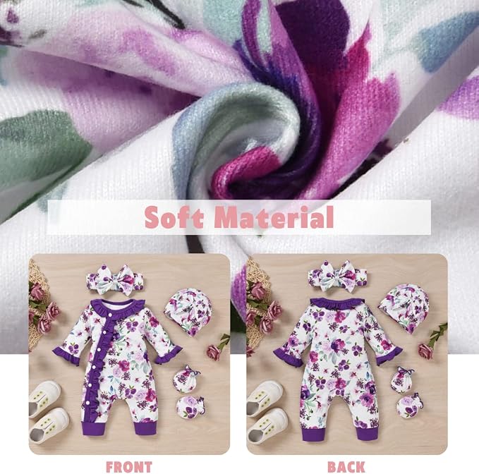 Aalizzwell Baby Girls Romper Outfit Fall Winter Clothes - Image 3