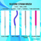 12.5” Silicone Bottle Brush & Straw Cleaner Brush Set | Water Bottle Cleaner - Image 4