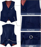 Boy's Suit Formal Slim Fit 5 Pieces Suit Set Blazer Vest Pants - Image 4