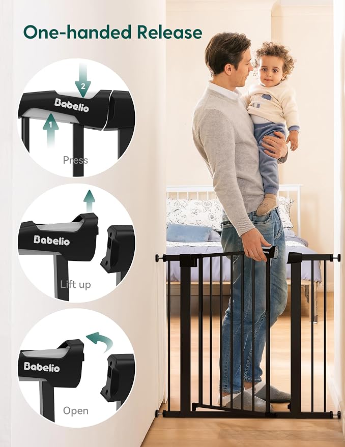 BABELIO 36" Tall Baby Gate, 26-40" Wide Auto Close Pet Gate, PressGuard C5 - Image 4