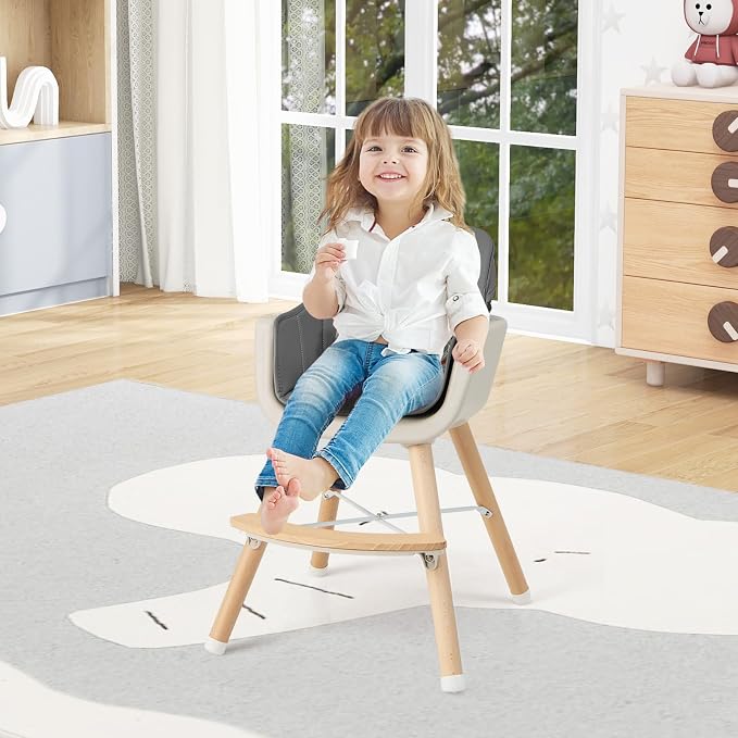 BABY JOY Baby High Chair, 3-in-1 Convertible Wooden Highchair - Image 9