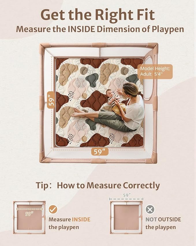 Blissful Diary Baby Play Mats for Floor, 59x59 Inch Thicker and Larger Soft - Image 2